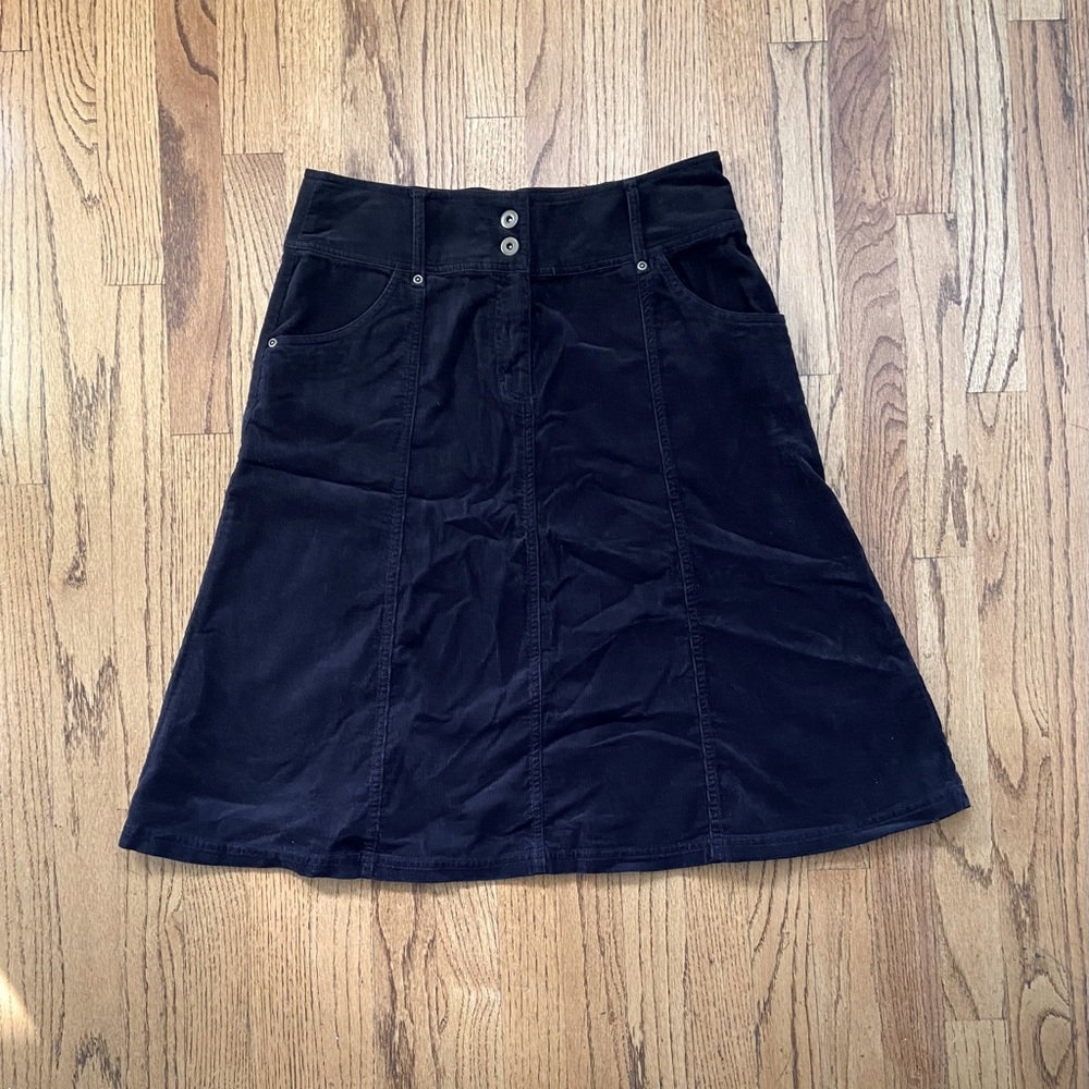 Yessica Black Flare Corduroy Skirt